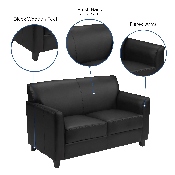 HERCULES Diplomat Series Black LeatherSoft Loveseat, BT-827-2-BK-GG