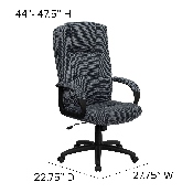 High Back Gray Fabric Executive Swivel Office Chair with Arms, BT-9022-BK-GG