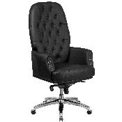 High Back Traditional Tufted Black LeatherSoft Multifunction Executive Swivel Ergonomic Office Chair with Arms, BT-90269H-BK-GG