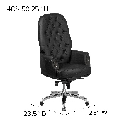 High Back Traditional Tufted Black LeatherSoft Multifunction Executive Swivel Ergonomic Office Chair with Arms, BT-90269H-BK-GG