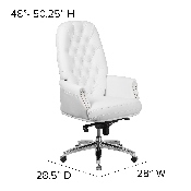 High Back Traditional Tufted White LeatherSoft Multifunction Executive Swivel Ergonomic Office Chair with Arms, BT-90269H-WH-GG