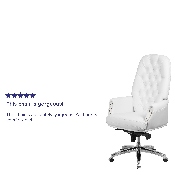 High Back Traditional Tufted White LeatherSoft Multifunction Executive Swivel Ergonomic Office Chair with Arms, BT-90269H-WH-GG