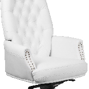 High Back Traditional Tufted White LeatherSoft Multifunction Executive Swivel Ergonomic Office Chair with Arms, BT-90269H-WH-GG