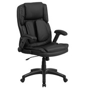 Extreme Comfort High Back Black LeatherSoft Executive Swivel Ergonomic Office Chair with Flip-Up Arms, BT-90275H-GG