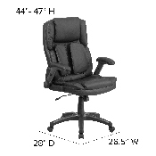 Extreme Comfort High Back Black LeatherSoft Executive Swivel Ergonomic Office Chair with Flip-Up Arms, BT-90275H-GG