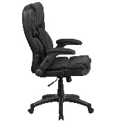 Extreme Comfort High Back Black LeatherSoft Executive Swivel Ergonomic Office Chair with Flip-Up Arms, BT-90275H-GG