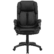 Extreme Comfort High Back Black LeatherSoft Executive Swivel Ergonomic Office Chair with Flip-Up Arms, BT-90275H-GG