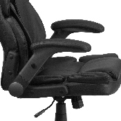 Extreme Comfort High Back Black LeatherSoft Executive Swivel Ergonomic Office Chair with Flip-Up Arms, BT-90275H-GG