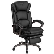 High Back Black LeatherSoft Executive Reclining Ergonomic Swivel Office Chair with Outer Lumbar Cushion and Arms, BT-90279H-GG