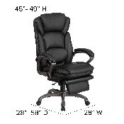 High Back Black LeatherSoft Executive Reclining Ergonomic Swivel Office Chair with Outer Lumbar Cushion and Arms, BT-90279H-GG
