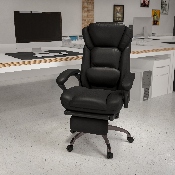 High Back Black LeatherSoft Executive Reclining Ergonomic Swivel Office Chair with Outer Lumbar Cushion and Arms, BT-90279H-GG
