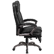 High Back Black LeatherSoft Executive Reclining Ergonomic Swivel Office Chair with Outer Lumbar Cushion and Arms, BT-90279H-GG