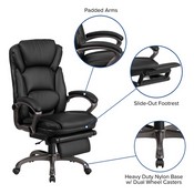 High Back Black LeatherSoft Executive Reclining Ergonomic Swivel Office Chair with Outer Lumbar Cushion and Arms, BT-90279H-GG