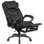 High Back Black LeatherSoft Executive Reclining Ergonomic Swivel Office Chair with Outer Lumbar Cushion and Arms, BT-90279H-GG