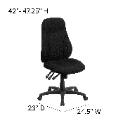 High Back Black Fabric Multifunction Swivel Ergonomic Task Office Chair, BT-90297H-GG