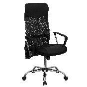High Back Black Leather and Mesh Swivel Task Office Chair with Arms, BT-905-GG