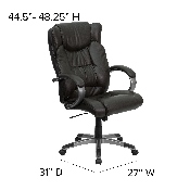 High Back Espresso Brown LeatherSoft Executive Swivel Office Chair with Titanium Nylon Base and Loop Arms, BT-9088-BRN-GG