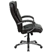 High Back Espresso Brown LeatherSoft Executive Swivel Office Chair with Titanium Nylon Base and Loop Arms, BT-9088-BRN-GG