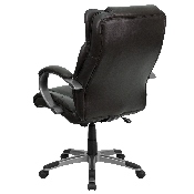 High Back Espresso Brown LeatherSoft Executive Swivel Office Chair with Titanium Nylon Base and Loop Arms, BT-9088-BRN-GG