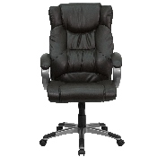 High Back Espresso Brown LeatherSoft Executive Swivel Office Chair with Titanium Nylon Base and Loop Arms, BT-9088-BRN-GG