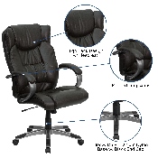 High Back Espresso Brown LeatherSoft Executive Swivel Office Chair with Titanium Nylon Base and Loop Arms, BT-9088-BRN-GG