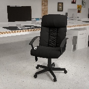 High Back Ergonomic Massaging Black LeatherSoft Executive Swivel Office Chair with Side Remote Pocket and Arms, BT-9578P-GG