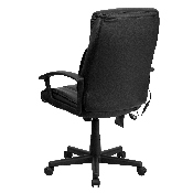High Back Ergonomic Massaging Black LeatherSoft Executive Swivel Office Chair with Side Remote Pocket and Arms, BT-9578P-GG