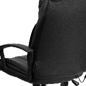 High Back Ergonomic Massaging Black LeatherSoft Executive Swivel Office Chair with Side Remote Pocket and Arms, BT-9578P-GG