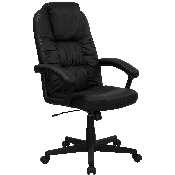 High Back Black LeatherSoft Executive Swivel Office Chair with Arms, BT-983-BK-GG, BT-983-BK-GG