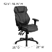 High Back Black LeatherSoft Multifunction Executive Swivel Ergonomic Office Chair with Lumbar Support Knob with Arms, BT-9835H-GG