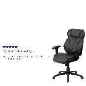 High Back Black LeatherSoft Multifunction Executive Swivel Ergonomic Office Chair with Lumbar Support Knob with Arms, BT-9835H-GG