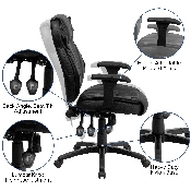 High Back Black LeatherSoft Multifunction Executive Swivel Ergonomic Office Chair with Lumbar Support Knob with Arms, BT-9835H-GG