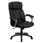 High Back Folding Black LeatherSoft Executive Swivel Office Chair with Arms, BT-9875H-GG