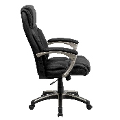 High Back Folding Black LeatherSoft Executive Swivel Office Chair with Arms, BT-9875H-GG