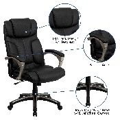High Back Folding Black LeatherSoft Executive Swivel Office Chair with Arms, BT-9875H-GG