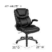 High Back Black LeatherSoft Executive Swivel Office Chair with Double Layered Headrest and Open Arms, BT-9896H-GG