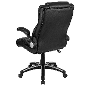 High Back Black LeatherSoft Executive Swivel Office Chair with Double Layered Headrest and Open Arms, BT-9896H-GG