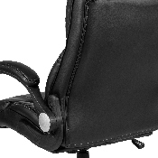 High Back Black LeatherSoft Executive Swivel Office Chair with Double Layered Headrest and Open Arms, BT-9896H-GG