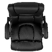 High Back Black LeatherSoft Executive Swivel Office Chair with Double Layered Headrest and Open Arms, BT-9896H-GG