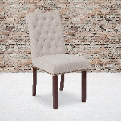 HERCULES Series Beige Fabric Parsons Chair with Rolled Back, Accent Nail Trim and Walnut Finish, BT-P-BGE-FAB-GG