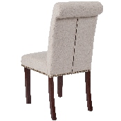 HERCULES Series Beige Fabric Parsons Chair with Rolled Back, Accent Nail Trim and Walnut Finish, BT-P-BGE-FAB-GG