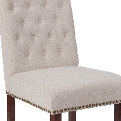 HERCULES Series Beige Fabric Parsons Chair with Rolled Back, Accent Nail Trim and Walnut Finish, BT-P-BGE-FAB-GG