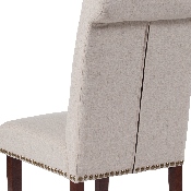 HERCULES Series Beige Fabric Parsons Chair with Rolled Back, Accent Nail Trim and Walnut Finish, BT-P-BGE-FAB-GG