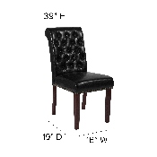 HERCULES Series Black LeatherSoft Parsons Chair with Rolled Back, Accent Nail Trim and Walnut Finish, BT-P-BK-LEA-GG