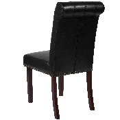 HERCULES Series Black LeatherSoft Parsons Chair with Rolled Back, Accent Nail Trim and Walnut Finish, BT-P-BK-LEA-GG