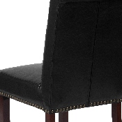 HERCULES Series Black LeatherSoft Parsons Chair with Rolled Back, Accent Nail Trim and Walnut Finish, BT-P-BK-LEA-GG