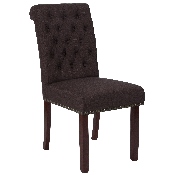 HERCULES Series Brown Fabric Parsons Chair with Rolled Back, Accent Nail Trim and Walnut Finish, BT-P-BRN-FAB-GG