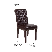HERCULES Series Brown LeatherSoft Parsons Chair with Rolled Back, Accent Nail Trim and Walnut Finish, BT-P-BRN-LEA-GG