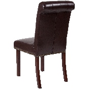 HERCULES Series Brown LeatherSoft Parsons Chair with Rolled Back, Accent Nail Trim and Walnut Finish, BT-P-BRN-LEA-GG