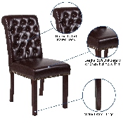 HERCULES Series Brown LeatherSoft Parsons Chair with Rolled Back, Accent Nail Trim and Walnut Finish, BT-P-BRN-LEA-GG